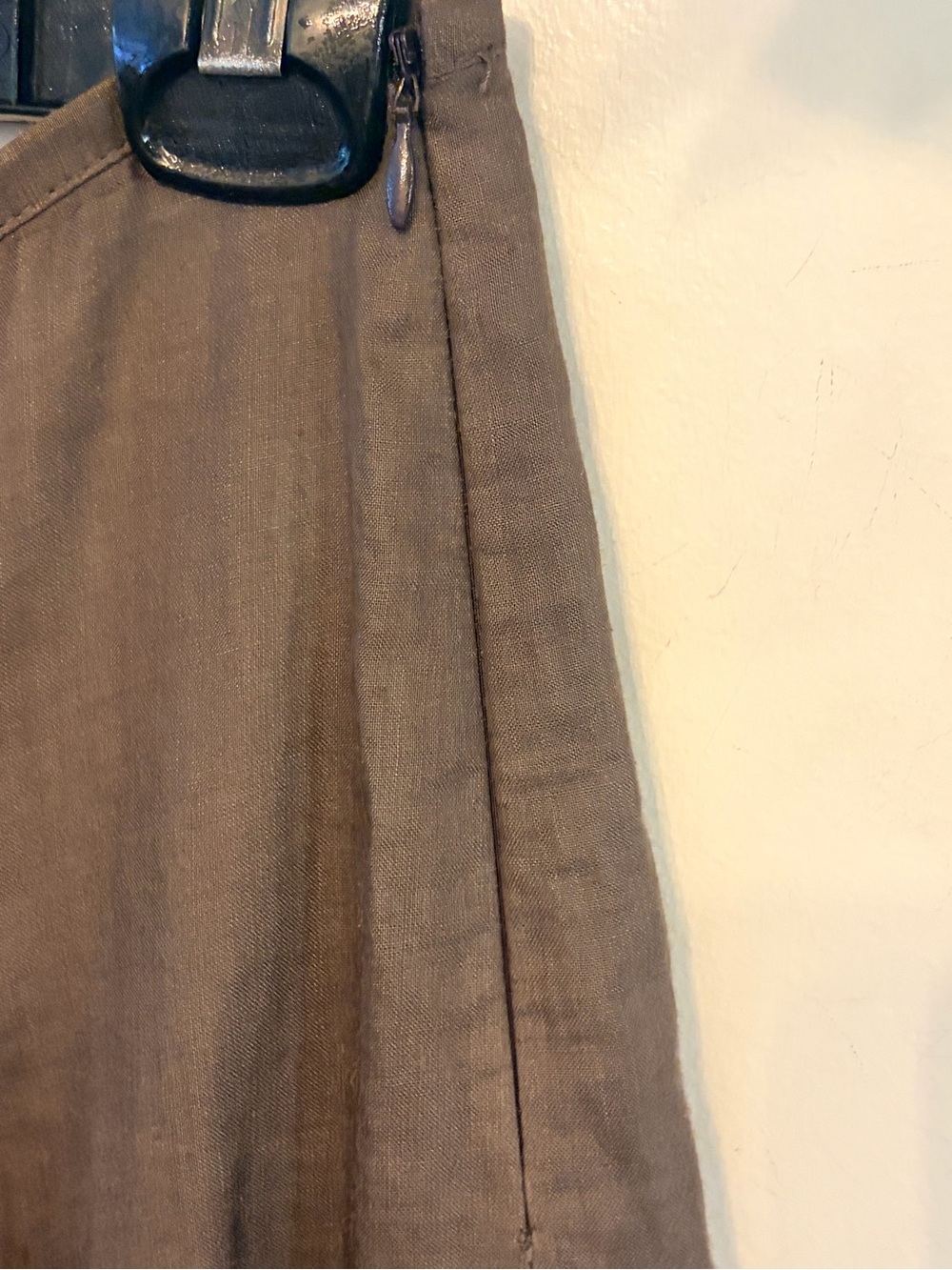 GUNEX Made in Italy Pleated Linen Skirt Taupe Brown Lined European - Picture 3 of 6